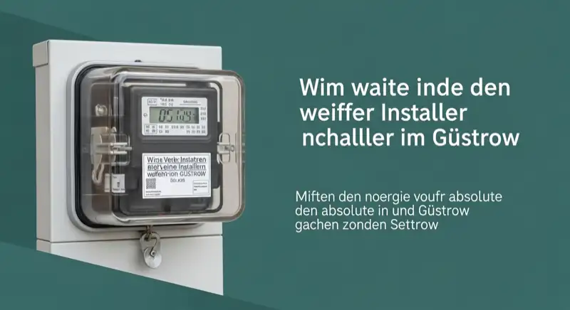 Modern German electrical meter cabinet (Zählerschrank) with smart meter and solar inverter connection, clean technical installation