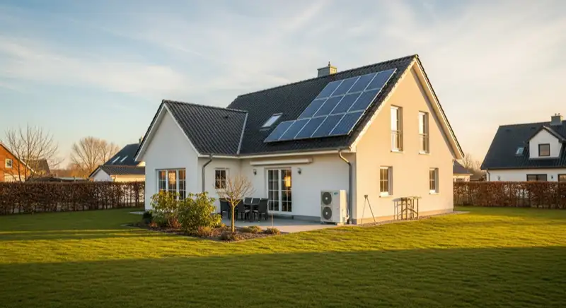 Einfamilienhaus in ländlicher Randlage bei Güstrow mit PV-Dach, großem Grundstück und Wärmepumpen-Außengerät