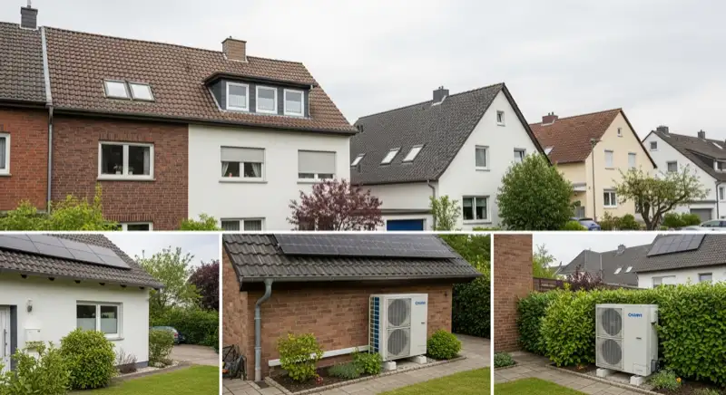 Installateur konfiguriert Smart Home Steuerung an moderner Wärmepumpe in Hagen