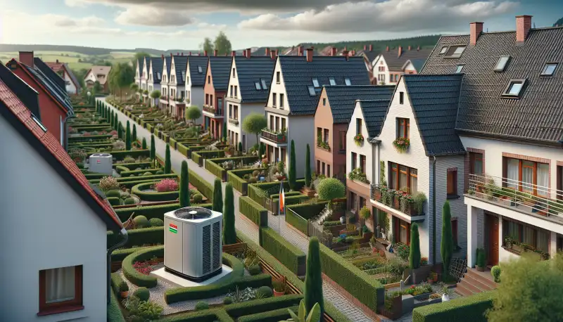 Typische Zechensiedlung in Hamm mit renovierten Häusern und Wärmepumpe