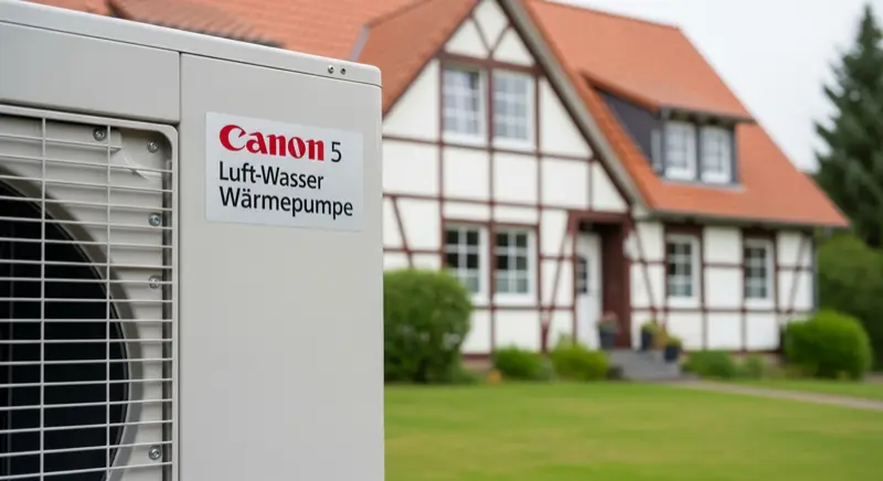 Luft-Wasser-Wärmepumpe Nahaufnahme vor einem Hannoveraner Einfamilienhaus