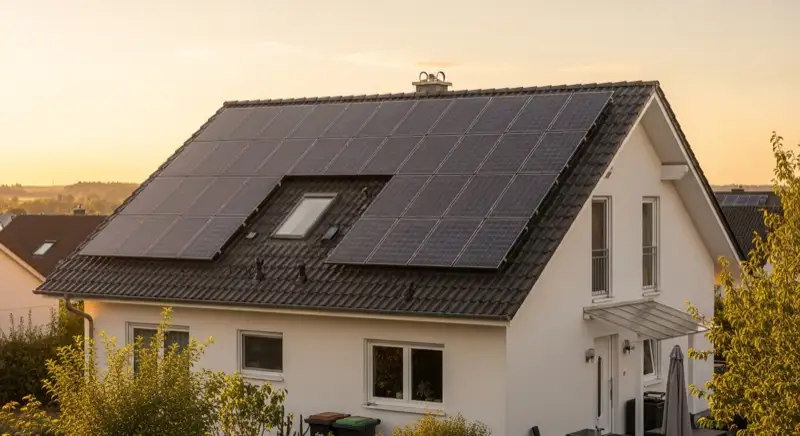Einfamilienhaus-Dach mit PV-Anlage in einer Wohnlage von Hofheim am Taunus