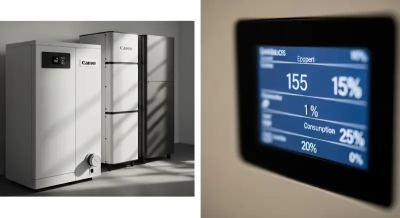 Smart-Home-Display mit Wärmepumpensteuerung in einem modernen Kaiserslauterer Wohnzimmer