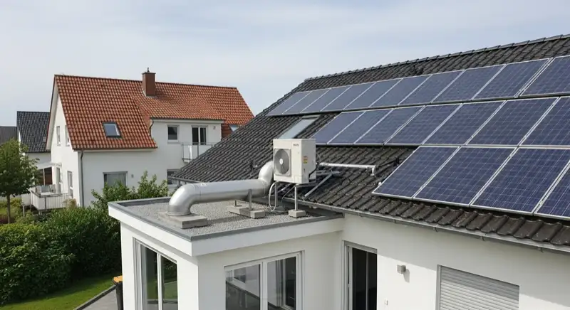 Fachbetrieb installiert Luftwärmepumpe vor Einfamilienhaus in Kerpen