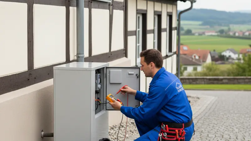 Gründerzeit-Wohnhaus im Frankenberger Viertel Aachen mit moderner Wärmepumpe im Innenhof