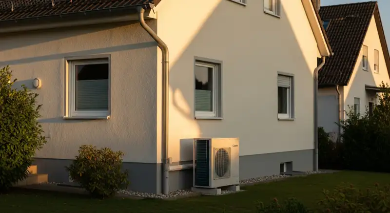 Einfamilienhaus in Ansbach mit Wärmepumpen-Außeneinheit