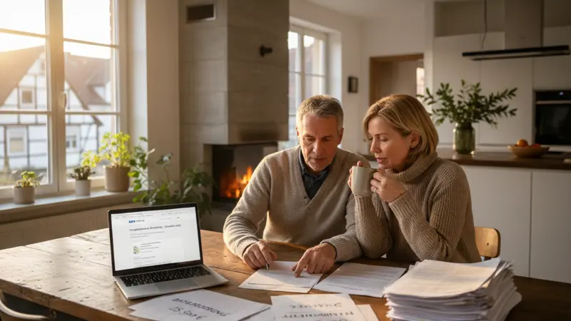 Luft-Wasser-Wärmepumpe Nahaufnahme im Garten eines Bielefelder Einfamilienhauses