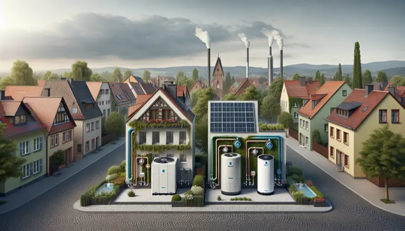 Verschiedene Wärmepumpen-Typen vor Dresdner Wohnhäusern im Vergleich