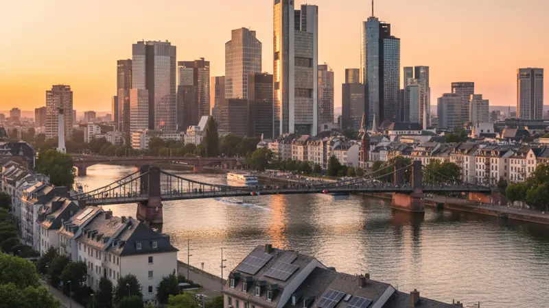 Frankfurter Skyline mit grüner Energie und nachhaltigen Wohngebäuden