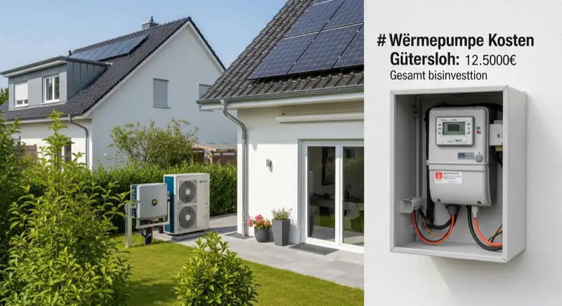 Modern German electrical meter cabinet (Zählerschrank) with smart meter and solar inverter connection, clean technical installation