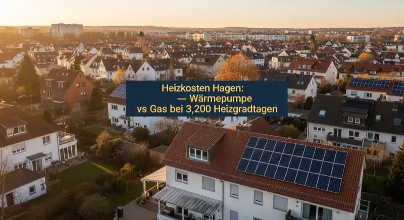 Aerial drone view of typical German residential neighborhood with mixed roof types, red and dark roof tiles, gardens visible, sunny day
