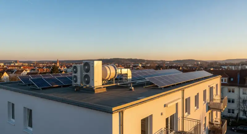 Photovoltaik in Halle Saale: Plattenbau Silberhoehe Waermepumpe