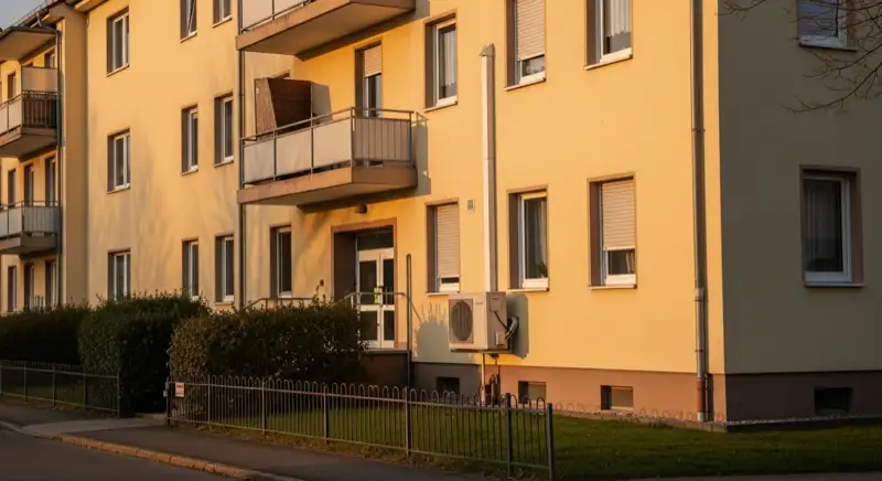Altbau in Ilmenau mit sichtbarer Wärmepumpen-Außeneinheit