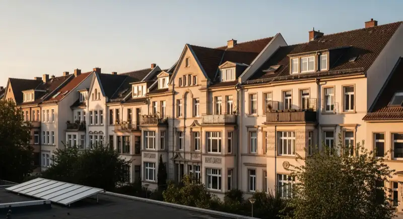 Dichte Altbau- und Reihenhausfassade in der Neu-Isenburger Kernstadt