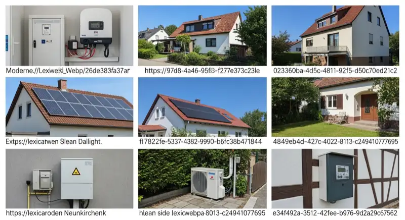 Modern German electrical meter cabinet (Zählerschrank) with smart meter and solar inverter connection, clean technical installation