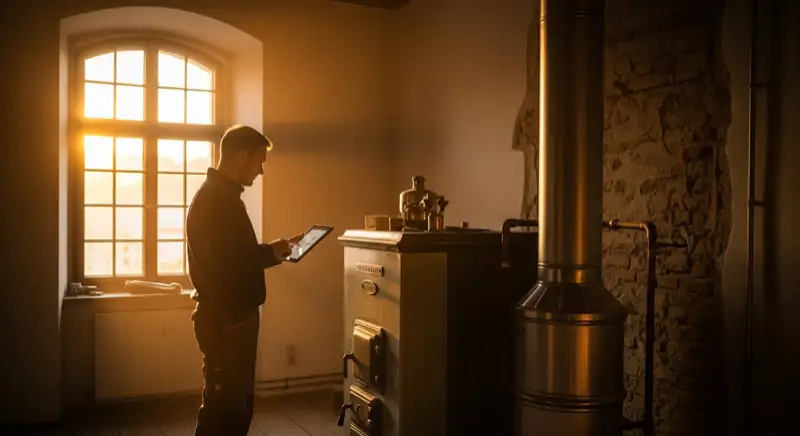 Energieberater mit Kostenaufstellung für Wärmepumpen in Neustadt an der Weinstraße, Laptop und Dokumente auf dem Schreibtisch