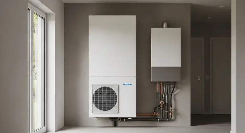 Modern German electrical meter cabinet (Zählerschrank) with smart meter and solar inverter connection, clean technical installation