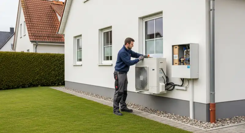 Förderberatung für Wärmepumpen in Oldenburg, Berater erklärt BAFA-Formulare einem Hauseigentümer