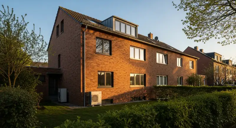 Renoviertes Altbau-Einfamilienhaus in Remscheid mit moderner Wärmepumpe im Seitengarten