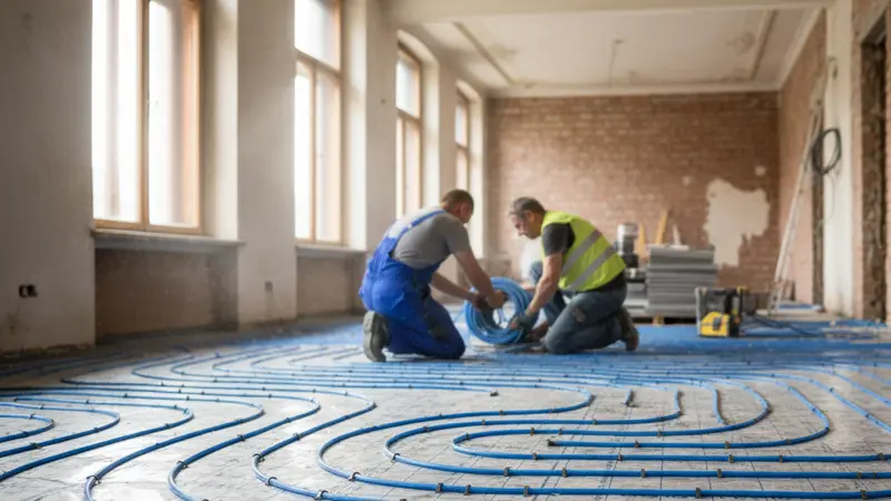 Fußbodenheizung wird in einem Stuttgarter Altbau nachgerüstet für die Wärmepumpe