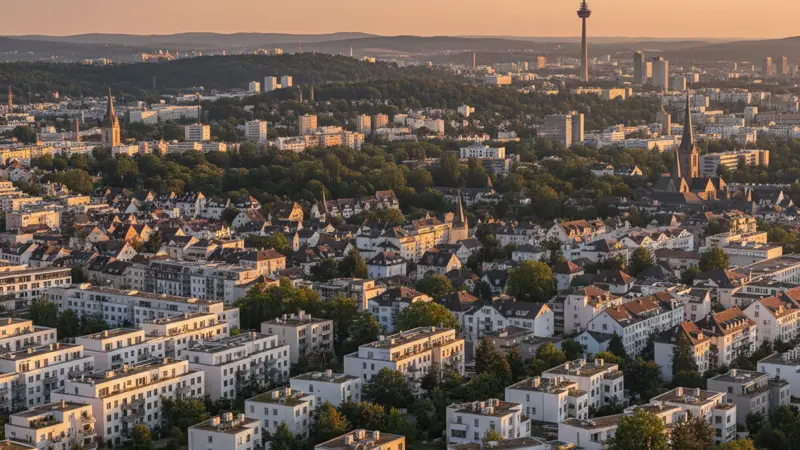 Panoramablick über Stuttgart mit Kessellage und Wohngebieten in Hanglagen