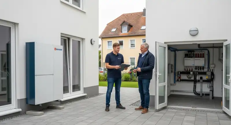 Verschiedene Wärmepumpen-Typen vor einem Trierer Wohngebiet, Luft- Sole- und Wasser-Wärmepumpe im Vergleich