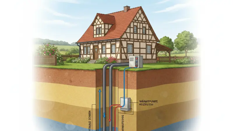 Geologischer Querschnitt der Würzburger Maintal mit Erdwärmesonde