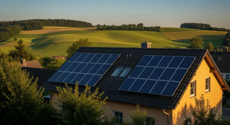 Luftaufnahme von Wuppertal mit Schwebebahn und Wohnhäusern auf grünen Hügeln im Bergischen Land