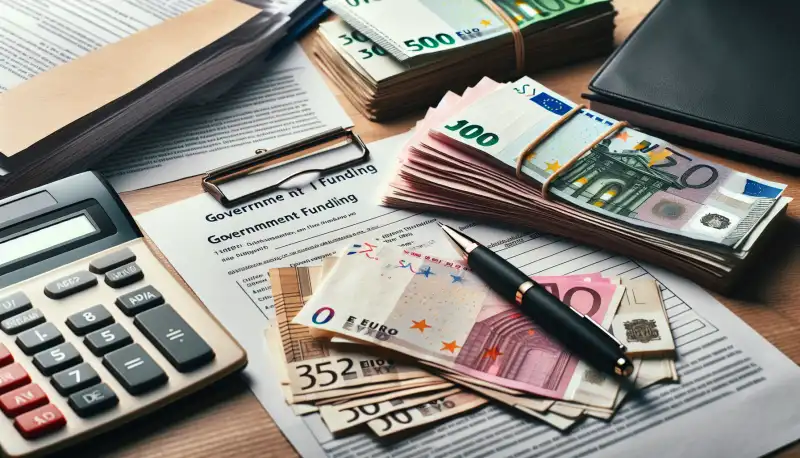 Förderunterlagen und Dokumente für Wärmepumpenförderung auf einem Schreibtisch