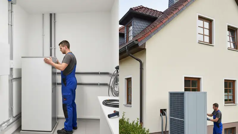 Montage einer Wärmepumpe in Langenfeld (Rheinland)