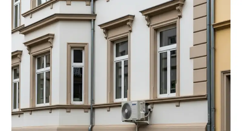 Denkmalgeschütztes Gründerzeithaus im Lehrter Zentrum mit diskret platzierter Wärmepumpen-Außeneinheit