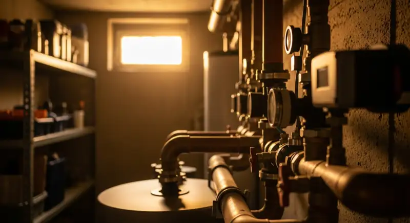 Smart-Home-Display mit Wärmepumpensteuerung in einem modernen Mainzer Wohnzimmer