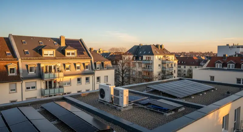 Blick auf das Stadtwerke-Gebäude in Mainz mit Service-Eingang, lokale Versorgeratmosphäre