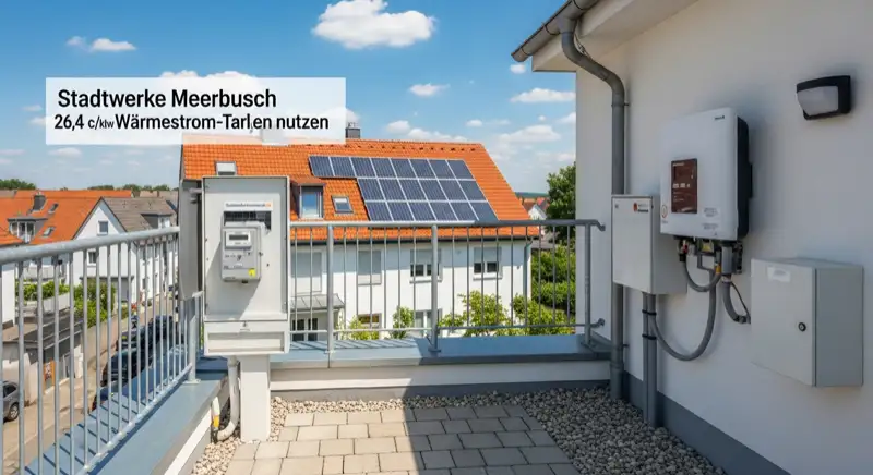 Modern German electrical meter cabinet (Zählerschrank) with smart meter and solar inverter connection, clean technical installation