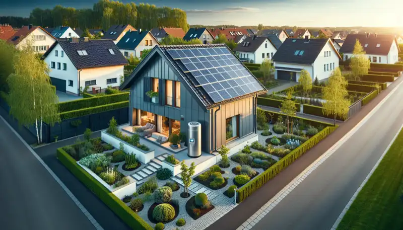 Einfamilienhaus in Mülheim mit Solaranlage und Wärmepumpe im Garten