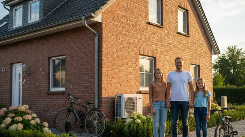 Erdwärmebohrung im Garten eines Münsteraner Einfamilienhauses