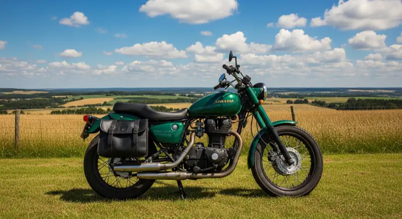 Aerial drone view of typical German residential neighborhood with mixed roof types, red and dark roof tiles, gardens visible, sunny day