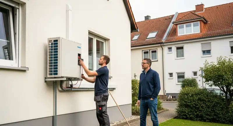 Einbau einer Wärmepumpe im Offenbacher Bestand