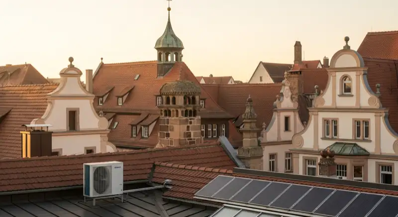 Historische Dach- und Fassadenlandschaft nahe der Heidecksburg in Rudolstadt