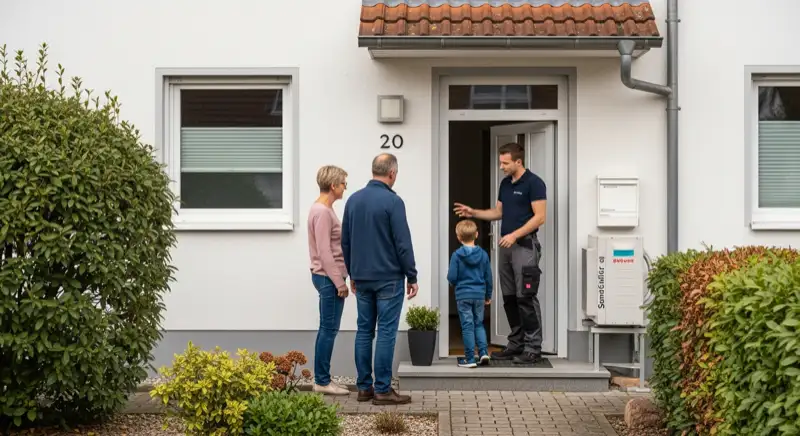 Luft-Wasser-Wärmepumpe Nahaufnahme vor einem Salzgitteraner Einfamilienhaus