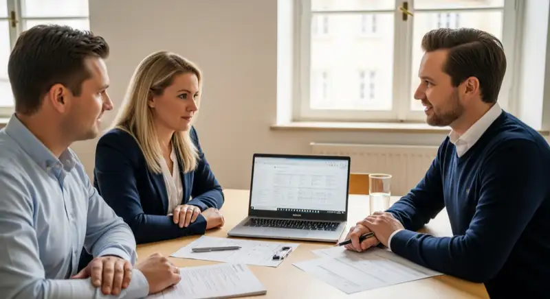 Luft-Wasser-Wärmepumpe vor einem Schweriner Reihenhaus mit rotem Backstein