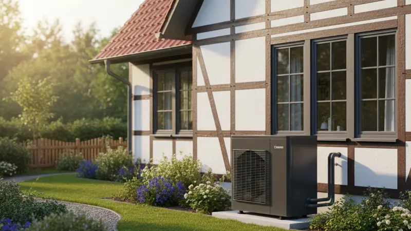 Smart-Home-Display mit Wärmepumpensteuerung in einem modernen Sprockhöveler Wohnzimmer