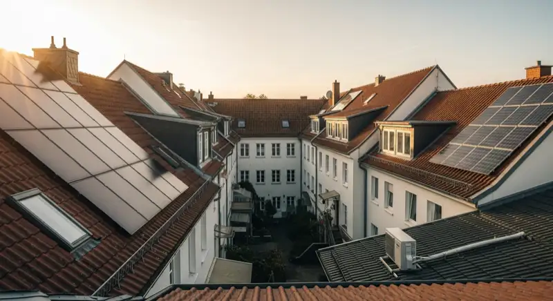 Historische Reihenhäuser mit kleinem Innenhof in der Stendaler Altstadt