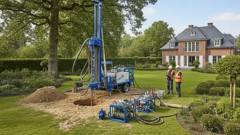 Erdwärmebohrung auf einem Grundstück in Stralsund-Kniepervorstadt mit flacher Norddeutscher Tiefebene