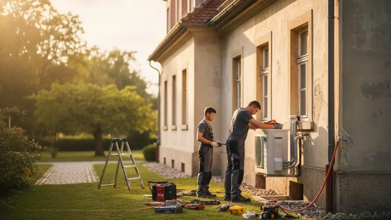 Wärmepumpen-Installation an einem Stuttgarter Altbau