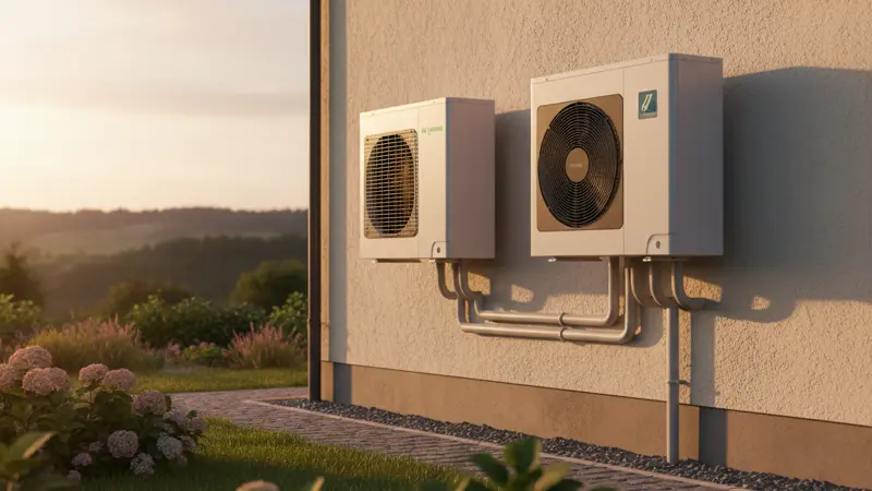 Viessmann und Vaillant Wärmepumpen vor einem Stuttgarter Haus