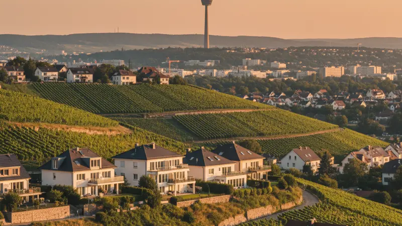Stuttgarter Kessellage mit Weinbergen und Wohnhäusern