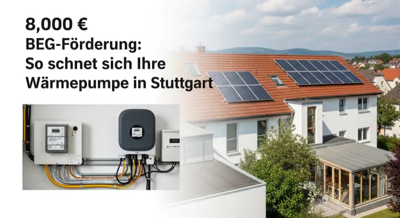 Modern German electrical meter cabinet (Zählerschrank) with smart meter and solar inverter connection, clean technical installation