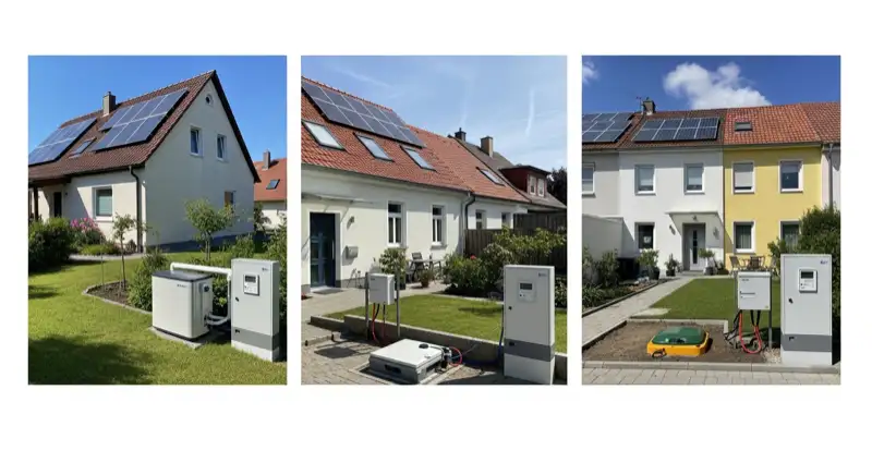Modern German electrical meter cabinet (Zählerschrank) with smart meter and solar inverter connection, clean technical installation