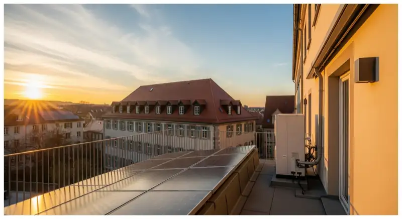 Altstadthaus in Torgau nahe Schloss Hartenfels mit unauffaellig geplantem Technikbereich fuer eine Waermepumpe